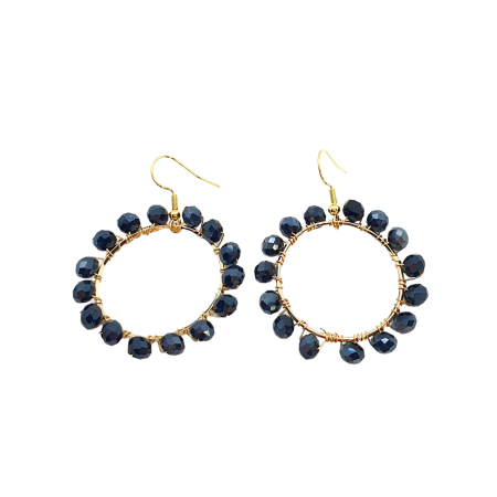 earrings circle with copper wire black1